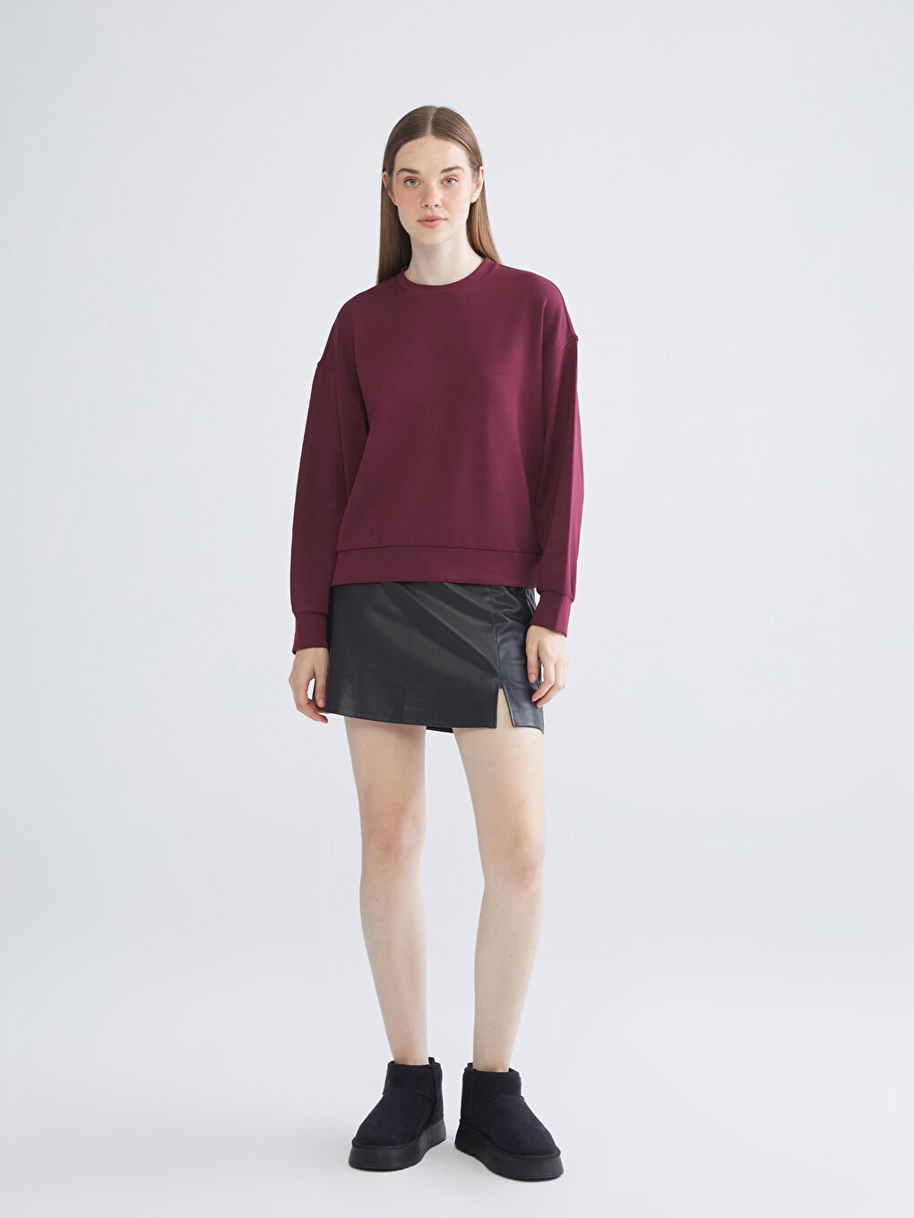 Crew Neck Oversize Women's Thick Sweatshirt-1