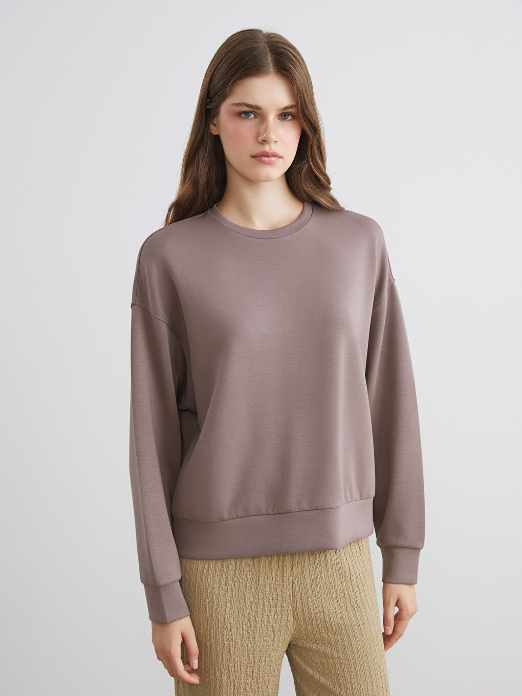 Crew Neck Oversize Women's Thick Sweatshirt