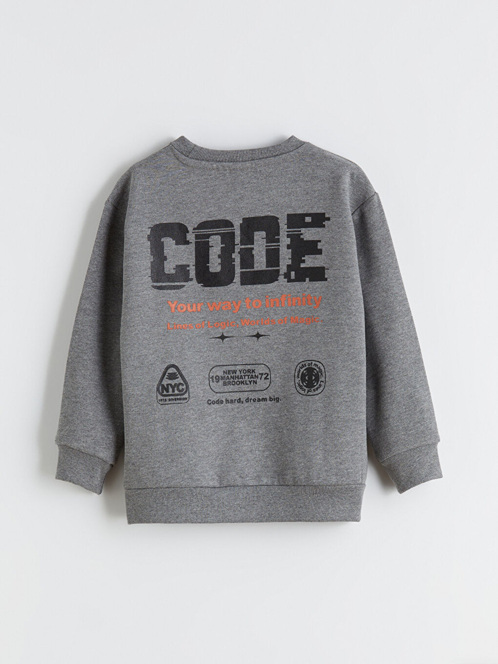 Crew Neck Printed Boys' Thick Sweatshirt-3