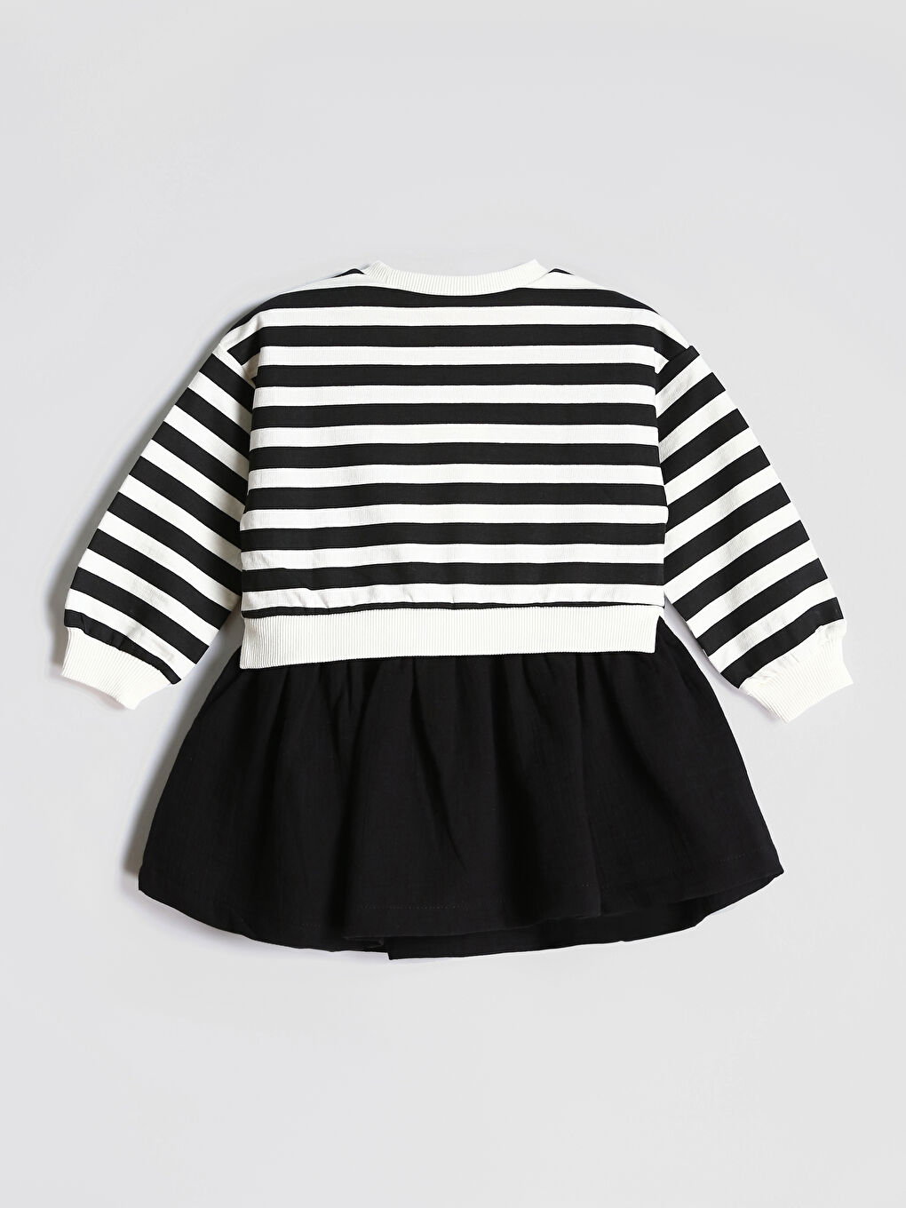 فستان مخطط بياقة دائرية للبنات-1