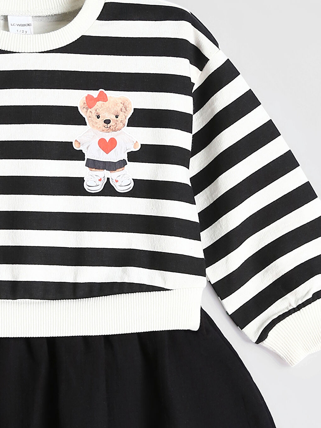 فستان مخطط بياقة دائرية للبنات-2