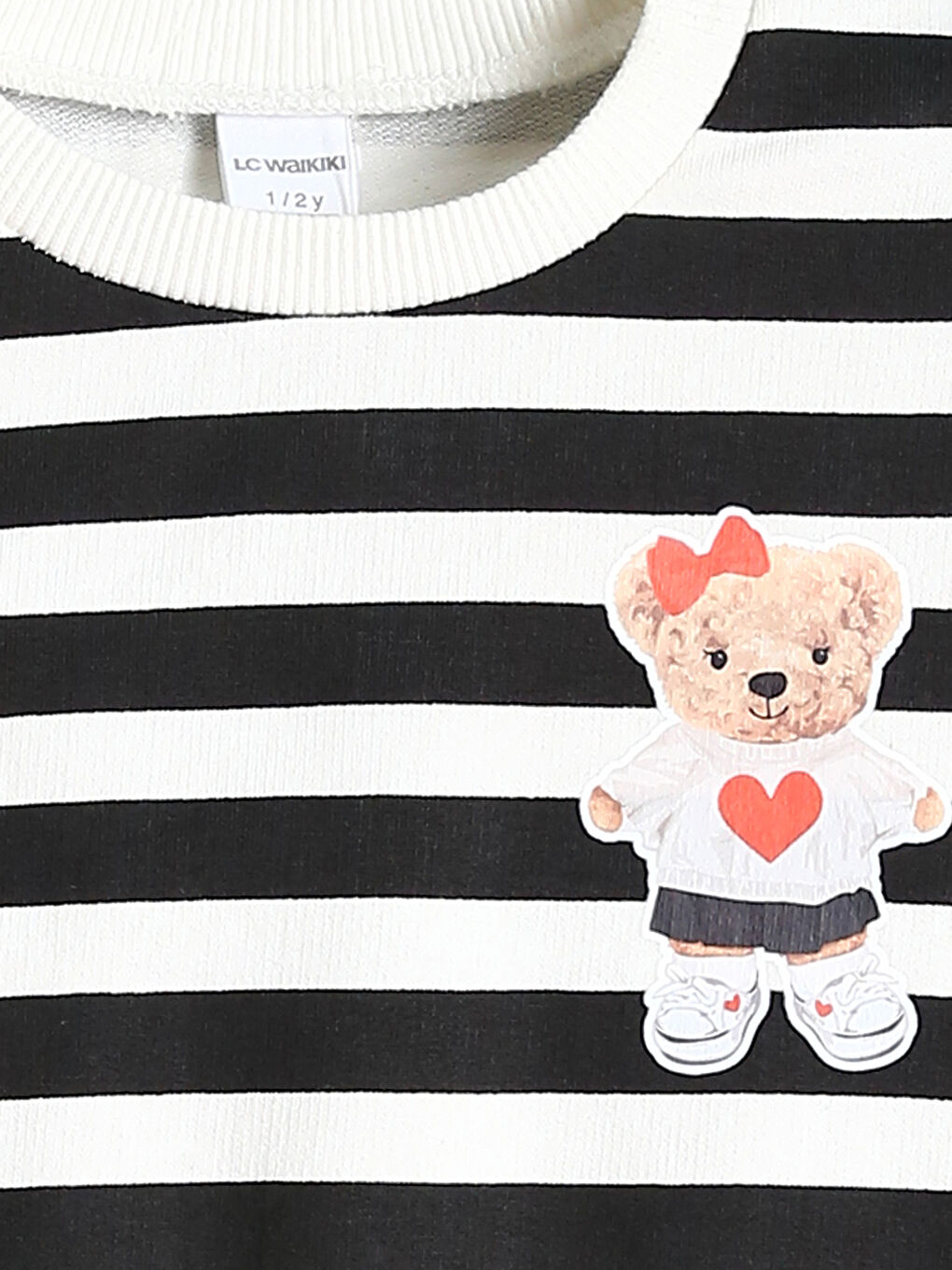 فستان مخطط بياقة دائرية للبنات-3