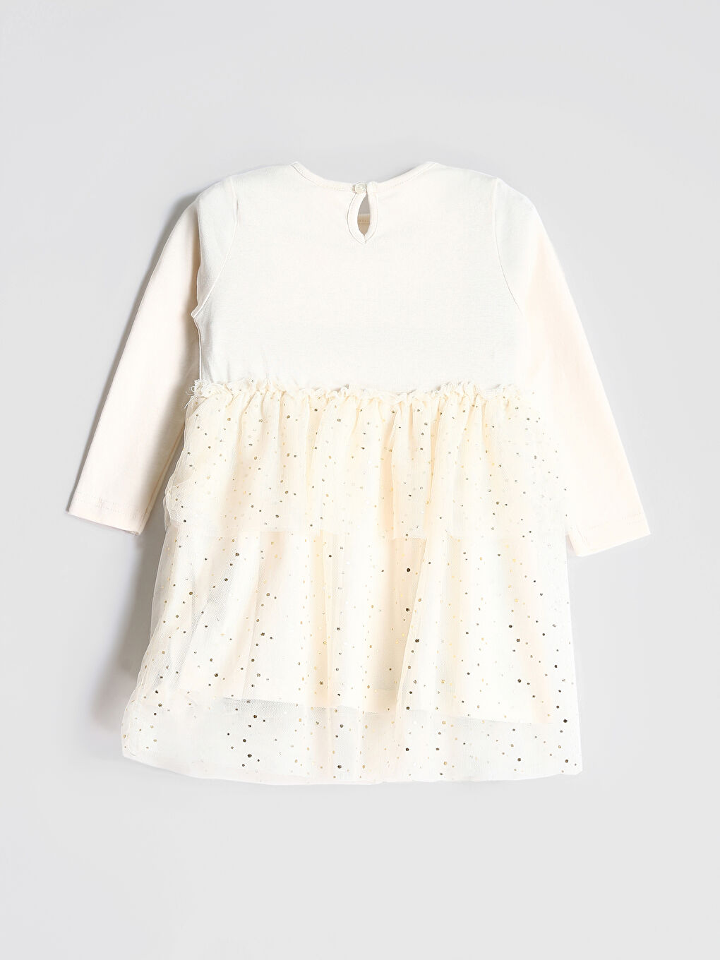 Crew Neck Girls' Ribbed Fabric Dress-1