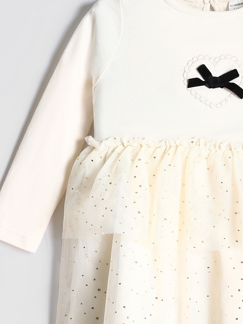 Crew Neck Girls' Ribbed Fabric Dress-2