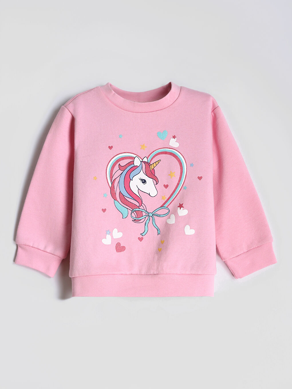 Crew Neck Printed Baby Girls' Sweatshirt 2 Pack-2