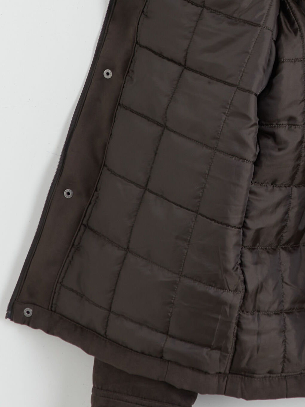 Regular Fit Funnel Neck Suede Men's Coat-8