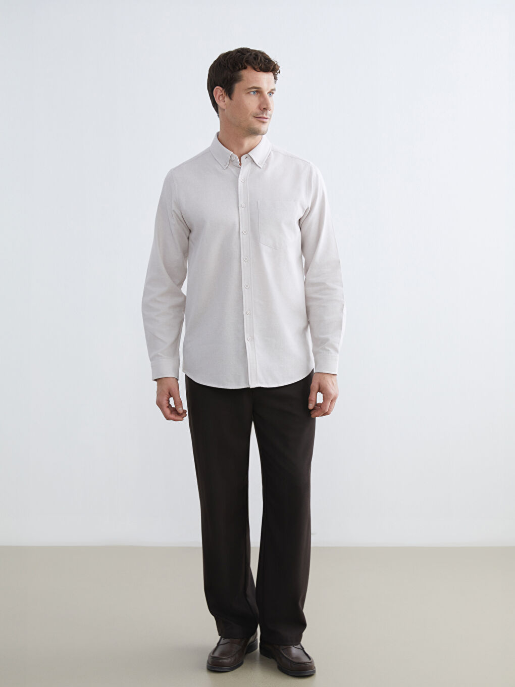 Мужчины Бежевый Рубашка-1