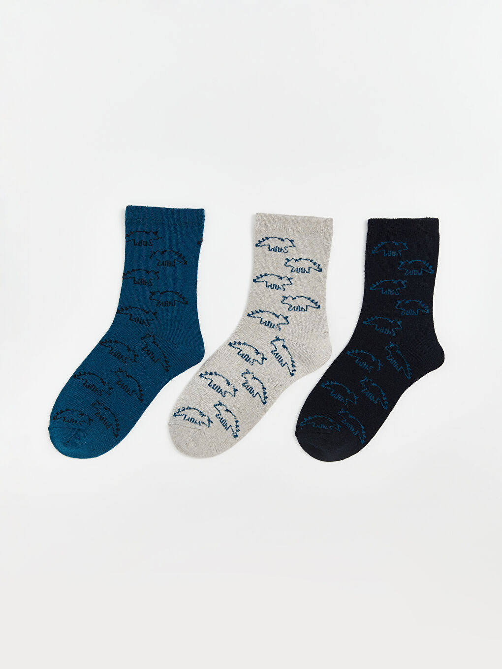 Yeşil Desenli Erkek Çocuk Patik Çorap 3'lü