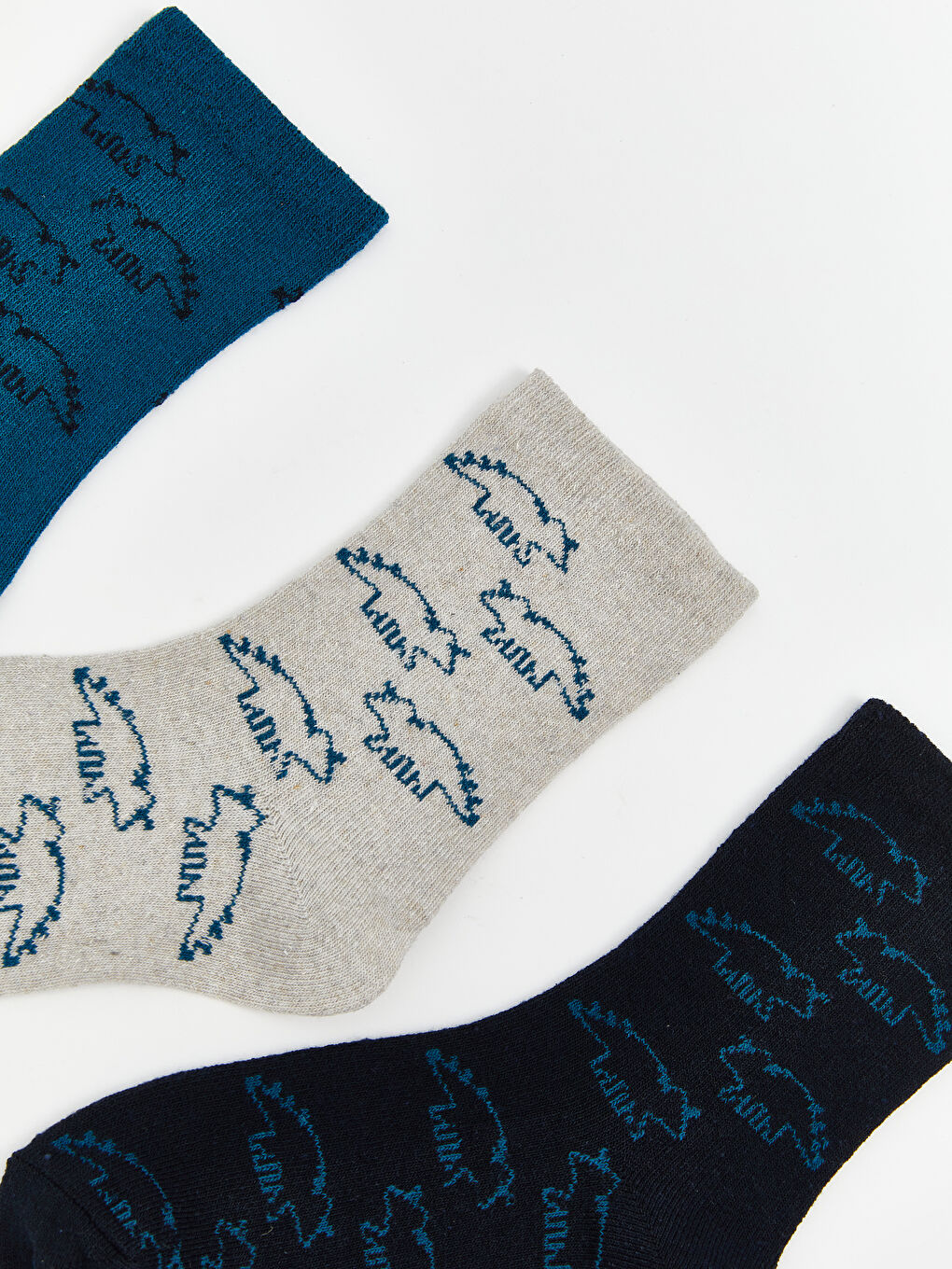 Yeşil Desenli Erkek Çocuk Patik Çorap 3'lü-1