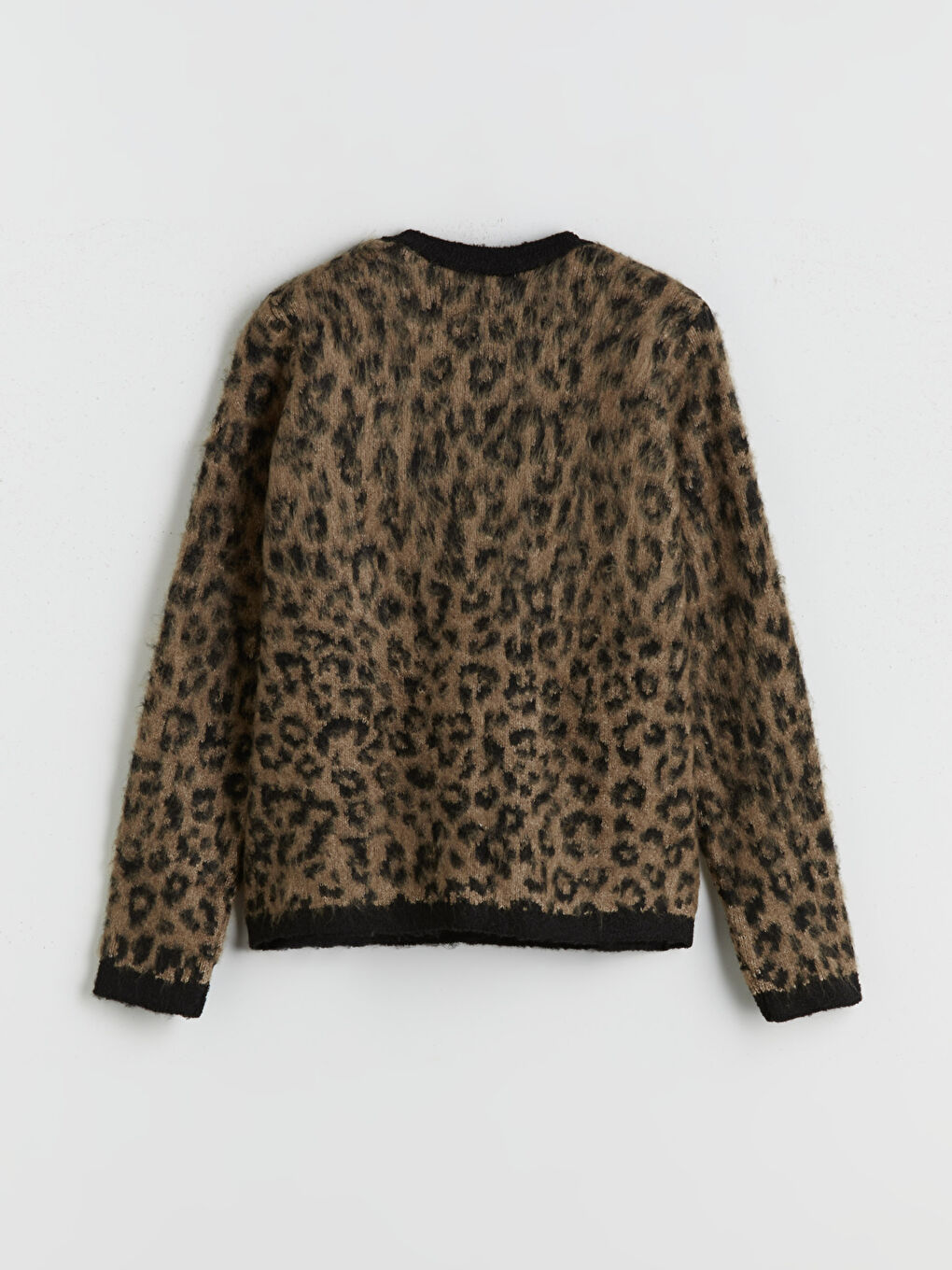 Crew Neck Leopard Print Women's Knitwear Cardigan-5