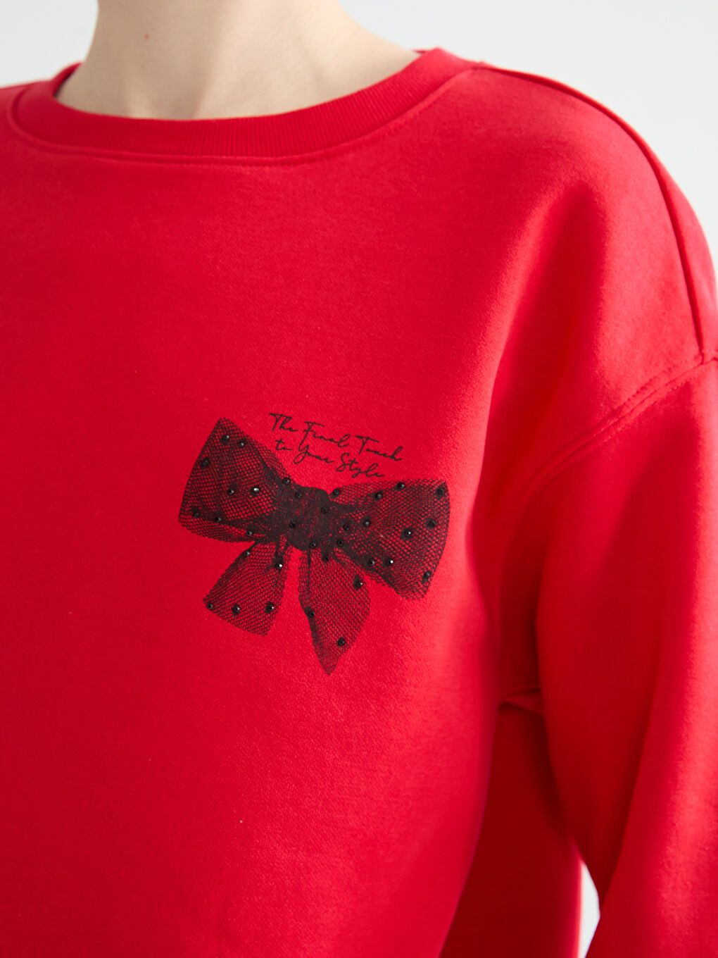 Свитшот с круглым вырезом и принтом для женщин, толстый-2