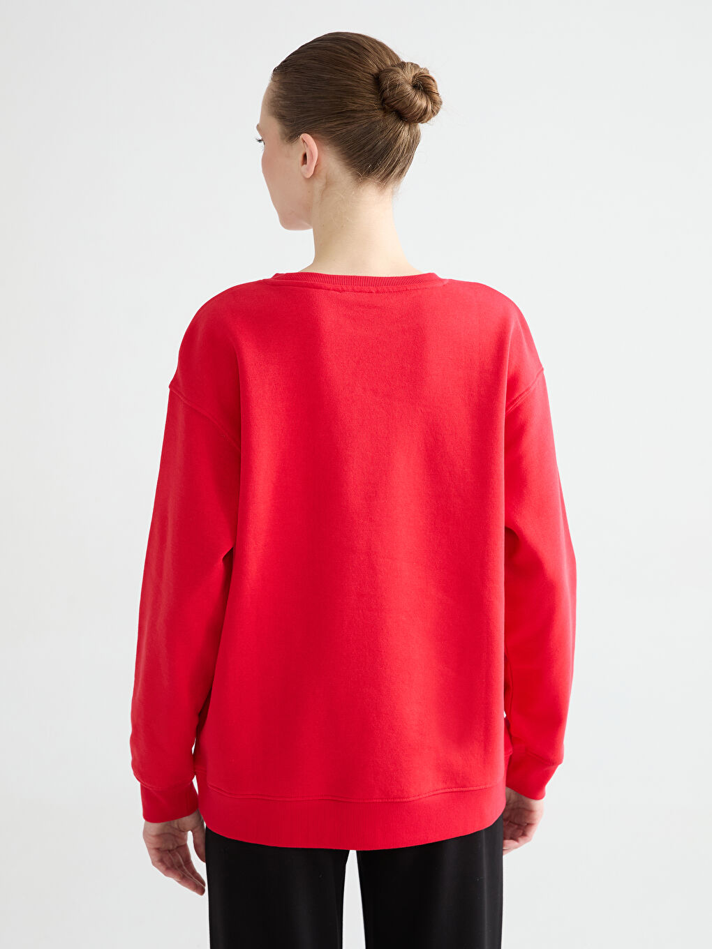 Свитшот с круглым вырезом и принтом для женщин, толстый-3