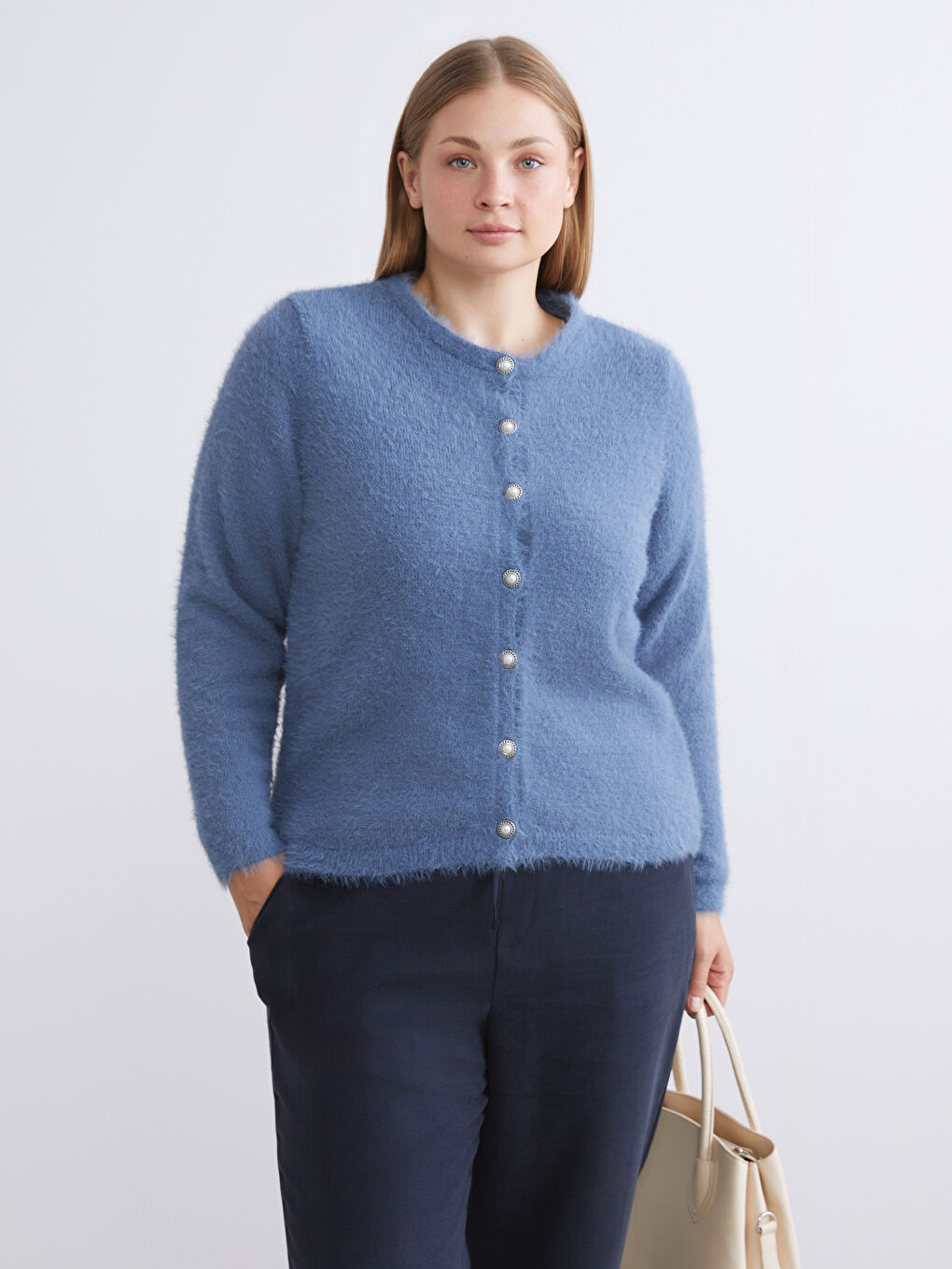 Mavi Bisiklet Yaka Kadın Triko Hırka-1