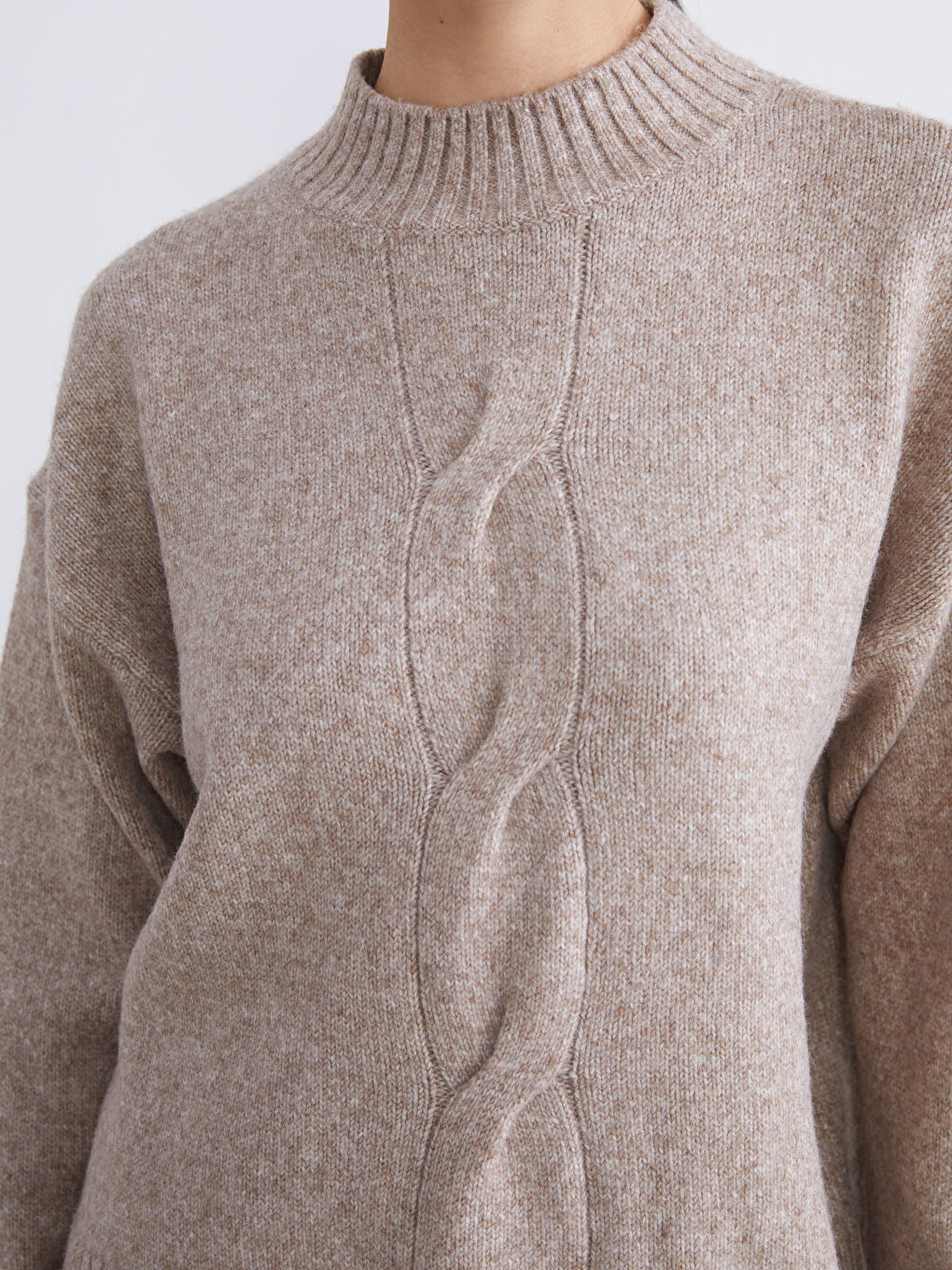 Funnel Neck Patterned Women's Knit Sweater-2