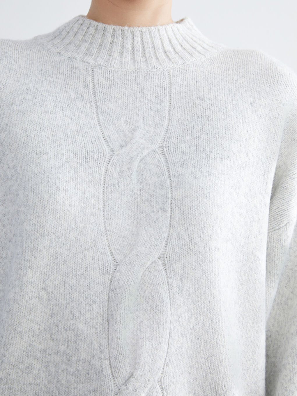Funnel Neck Patterned Women's Knit Sweater-2