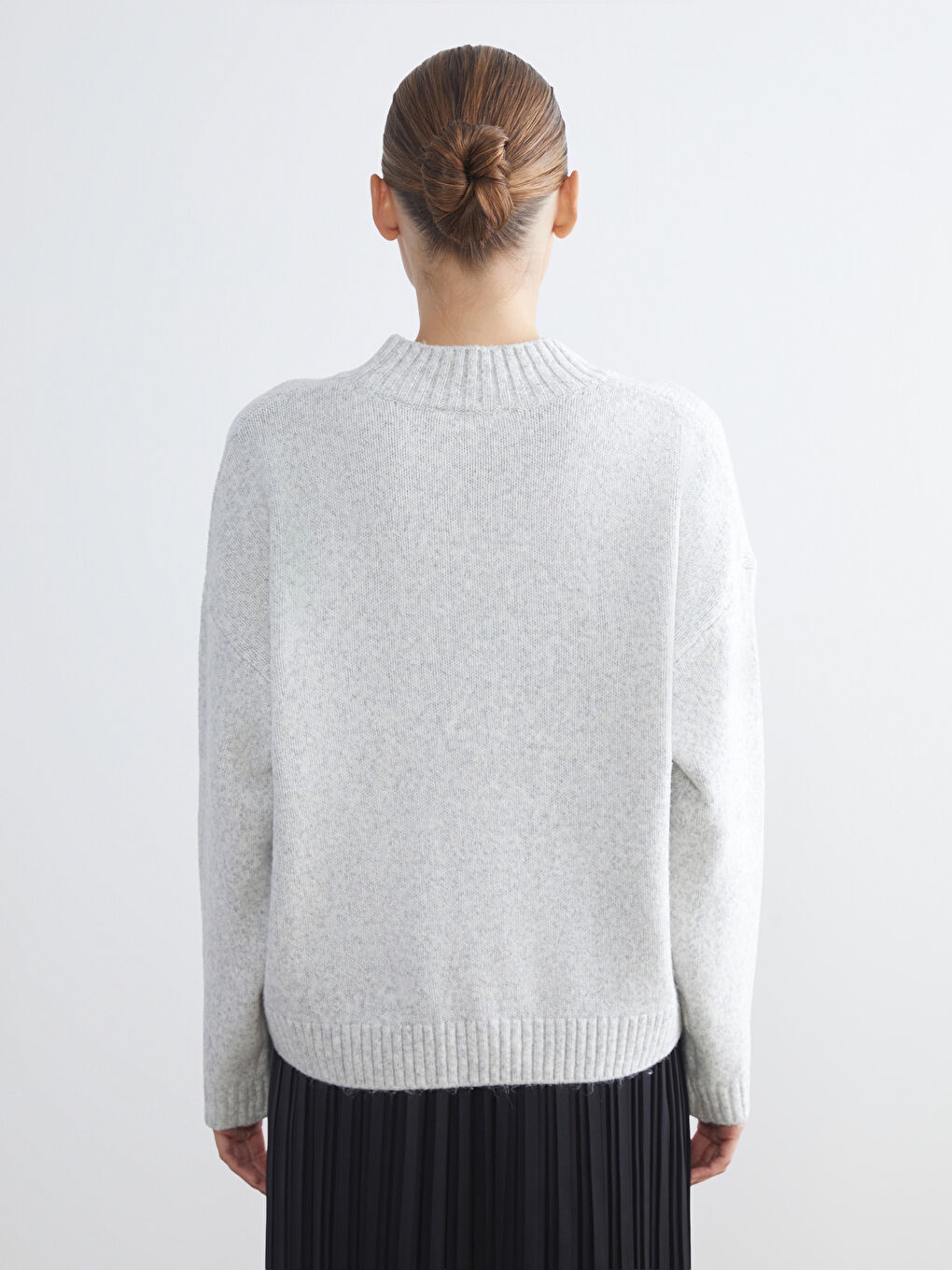 Funnel Neck Patterned Women's Knit Sweater-3
