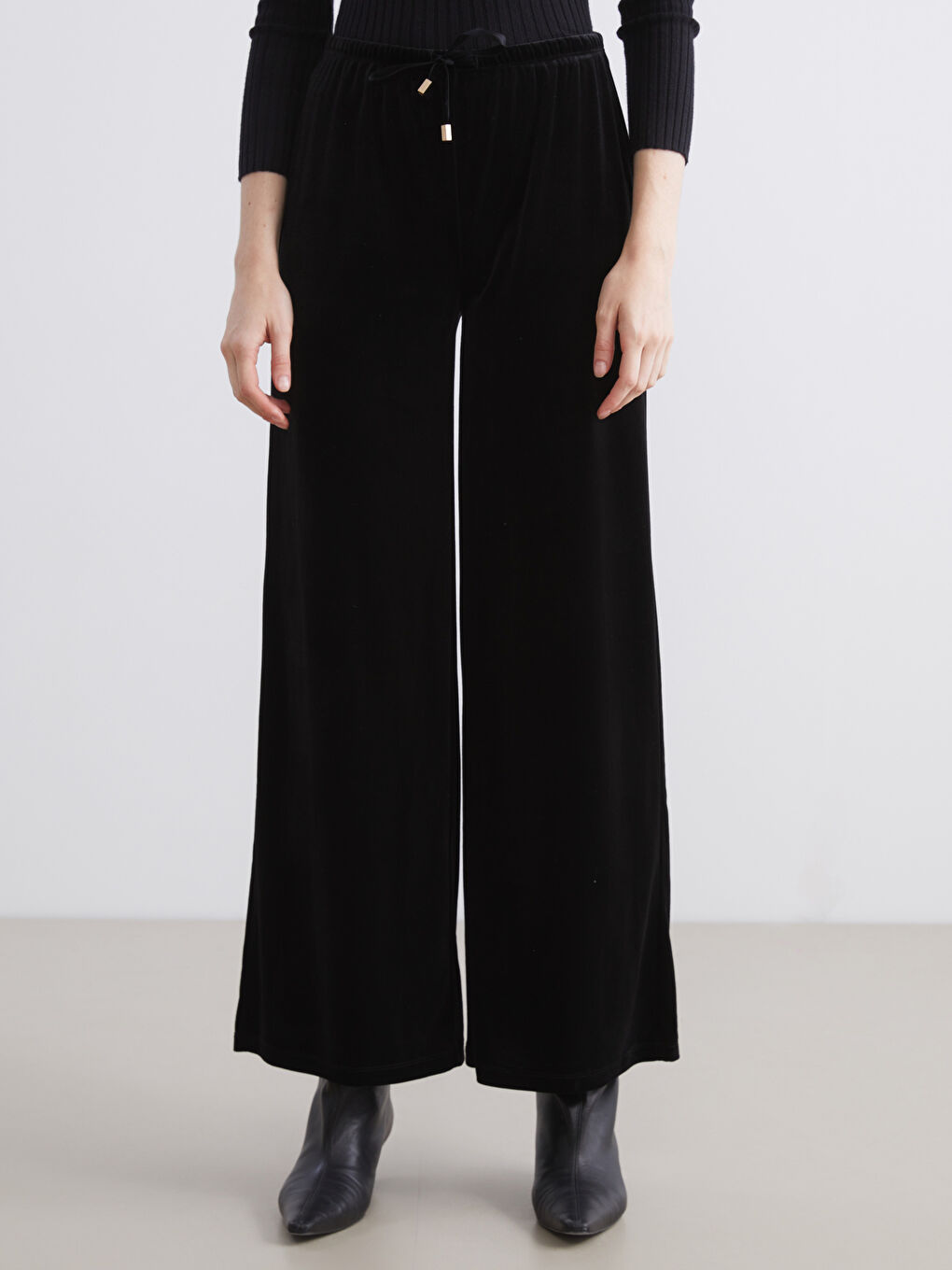 Elasticated Waist Velvet Women's Trousers-1