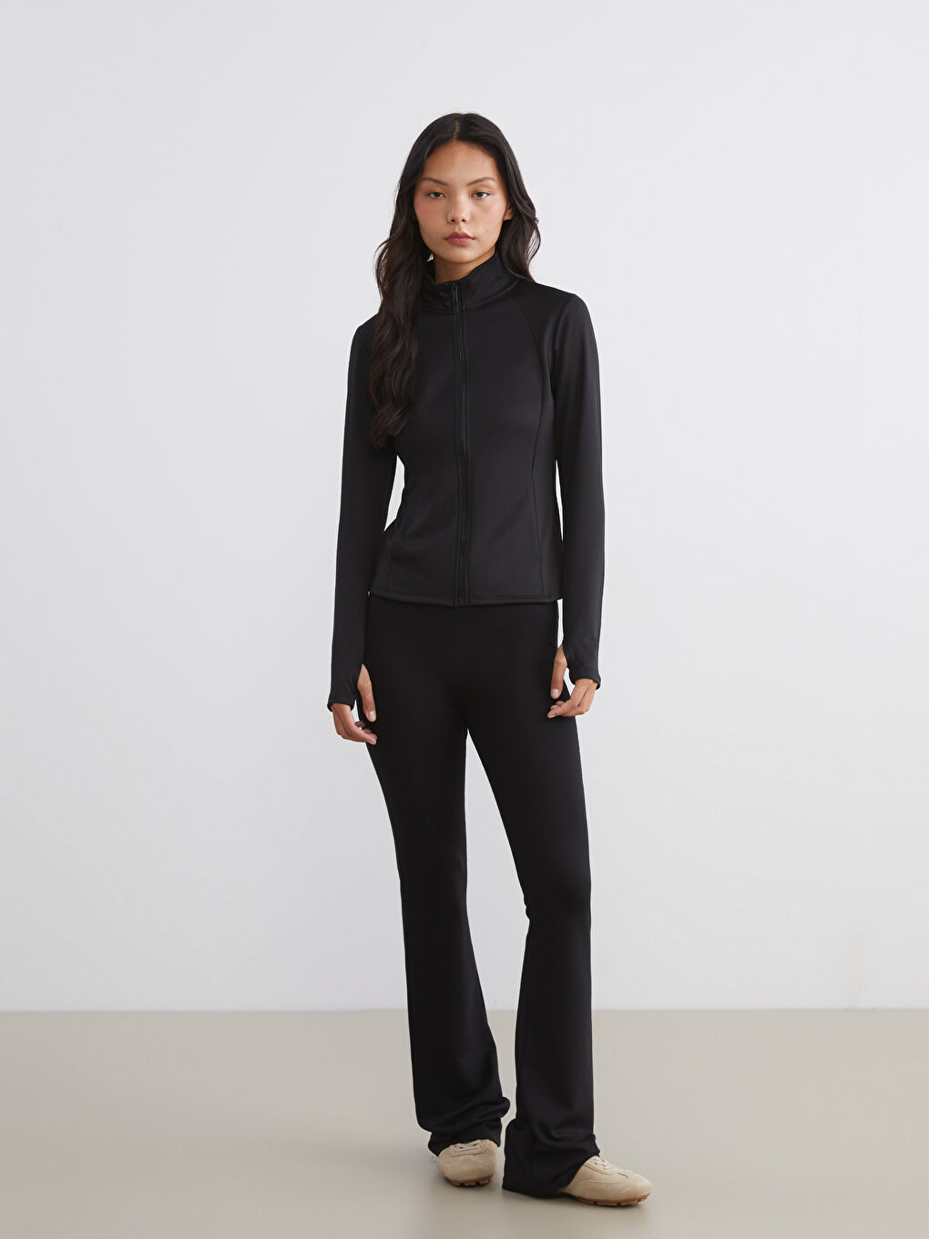Funnel Neck Women's Zip-Up Sweatshirt-1