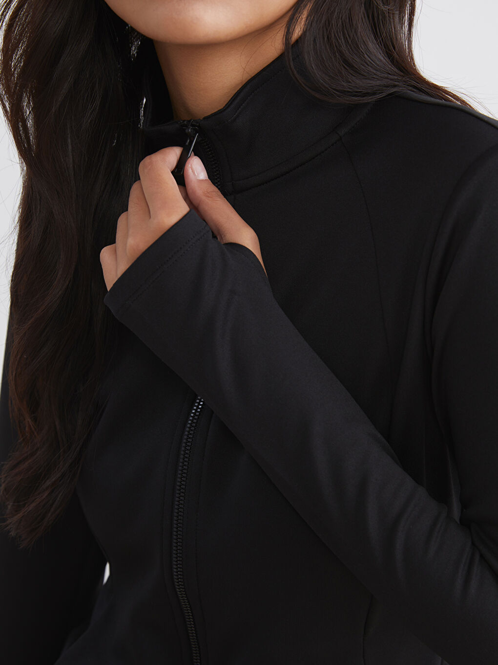 Funnel Neck Women's Zip-Up Sweatshirt-2