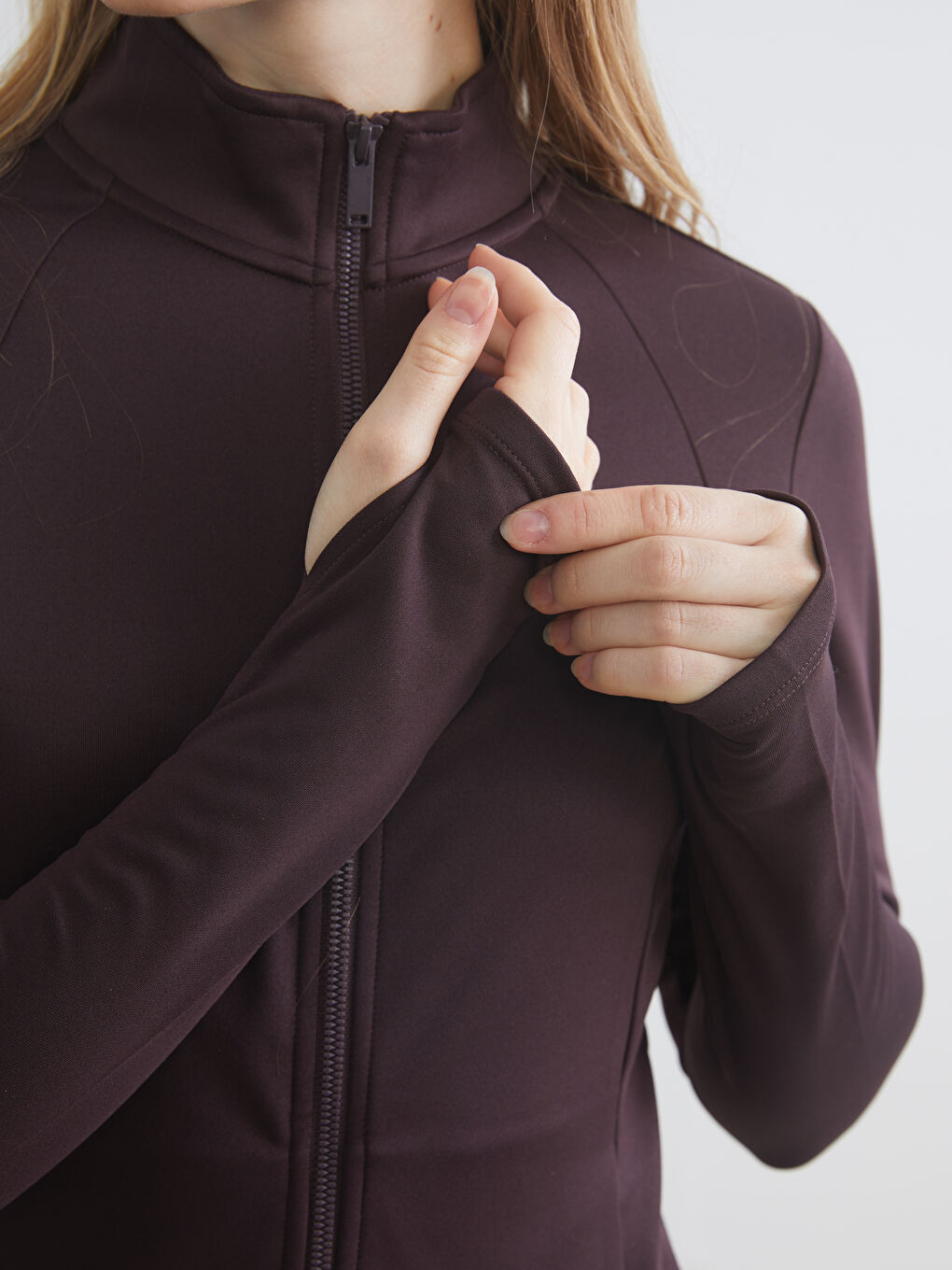 Funnel Neck Women's Zip-Up Sweatshirt-2