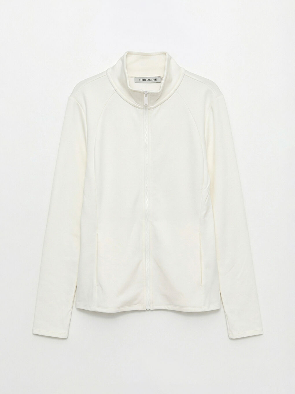 سويتشيرت نسائي برقبة عالية وأكمام بفتحات للأصابع وسحاب.-4