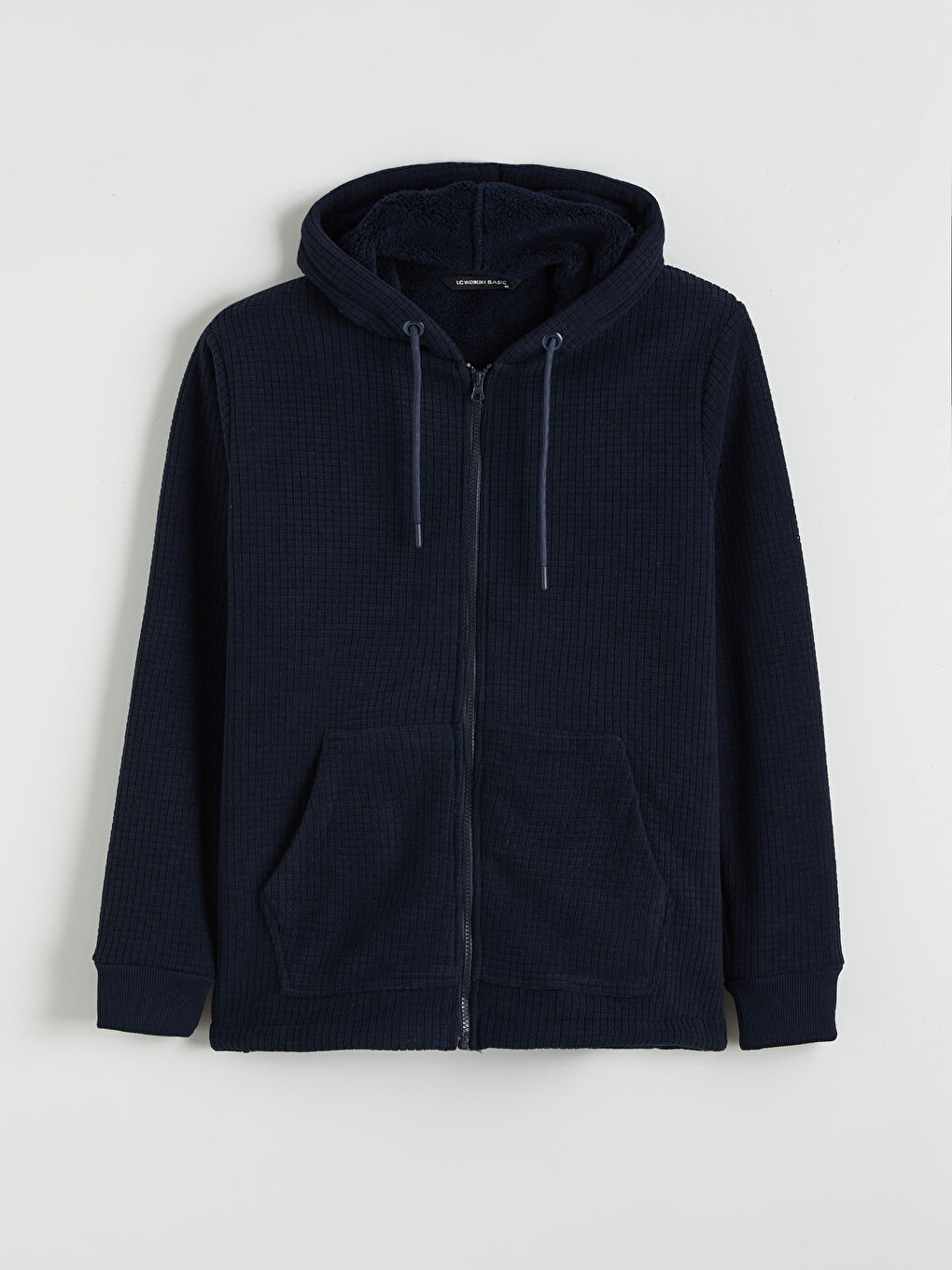 Lacivert Kapüşonlu Polar Erkek Fermuarlı Sweatshirt-4