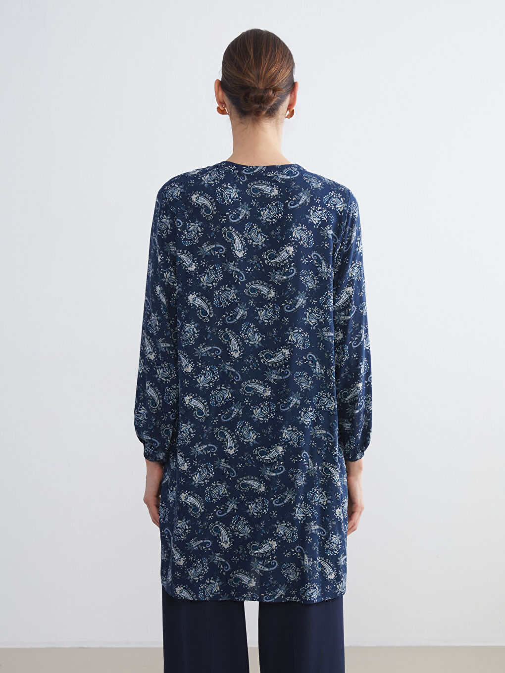 LCW Grace Grandad Collar Patterned Women's Tunic -W5ET34Z8-LS3