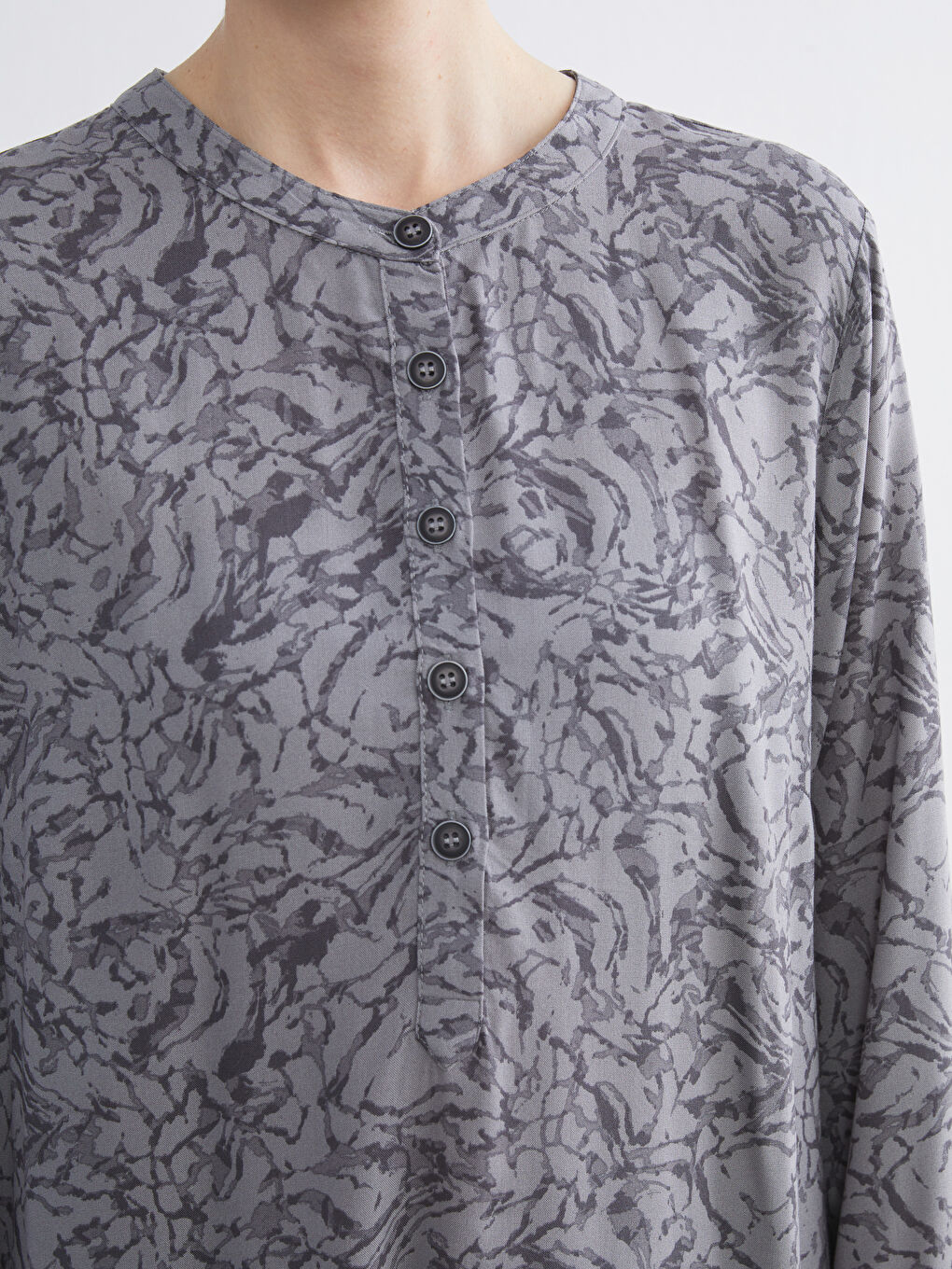 Grandad Collar Patterned Women's Tunic-2