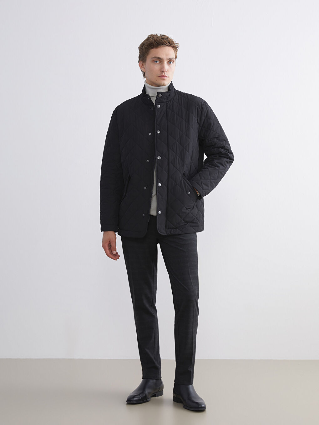 Standard Fit Funnel Neck Men's Puffer Coat-1