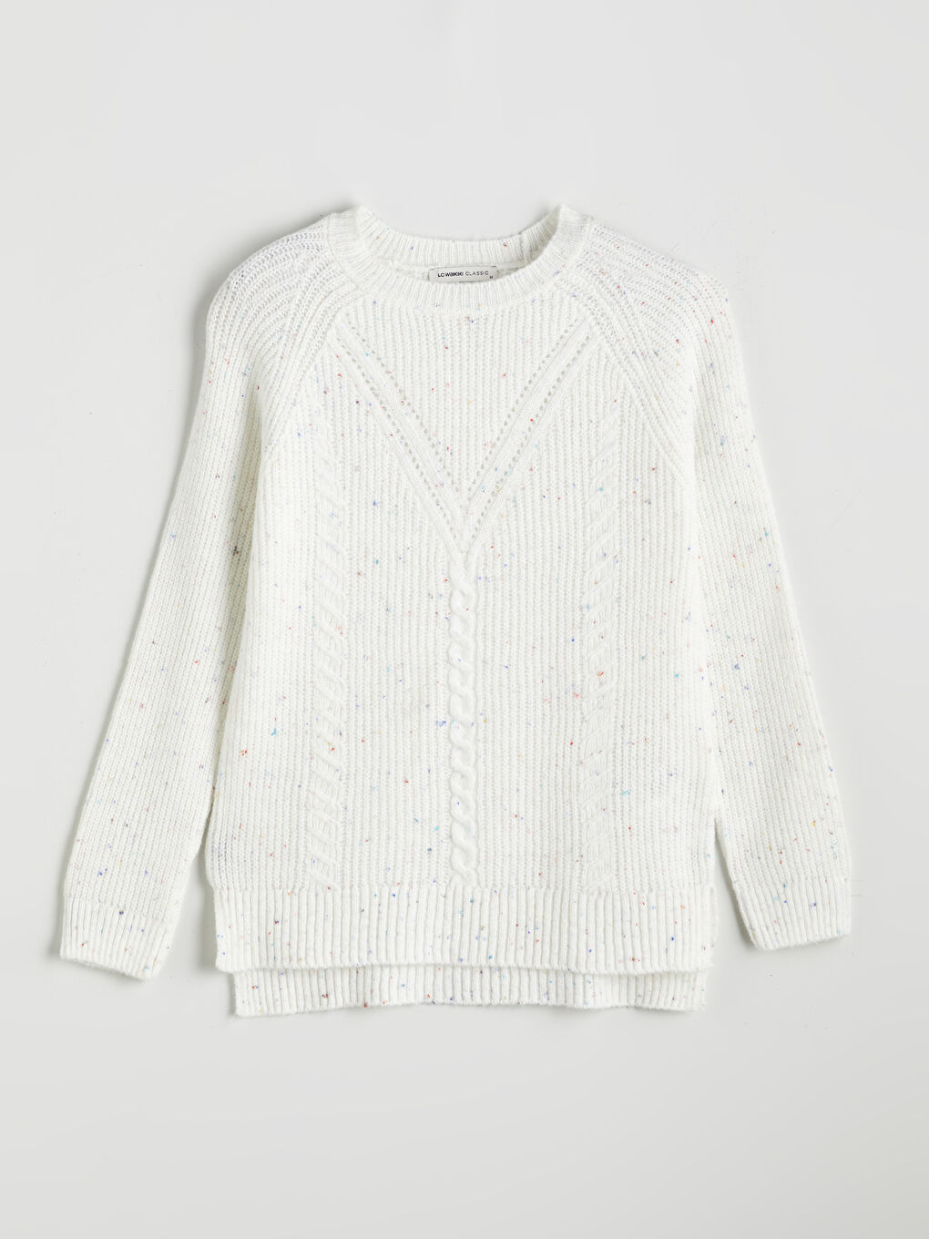 Crew Neck Self-Patterned Women's Knitwear Sweater-6