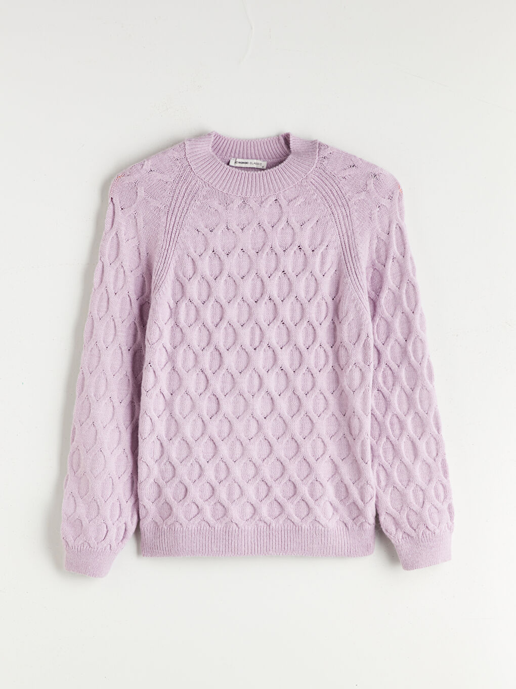 Crew Neck Self-Patterned Women's Knitwear Sweater-4