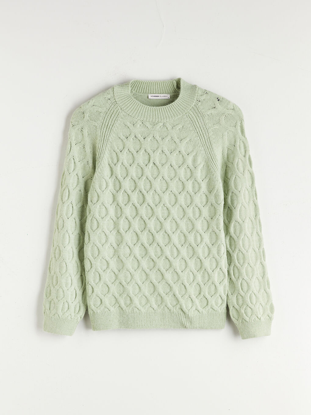 Crew Neck Self-Patterned Women's Knitwear Sweater-4