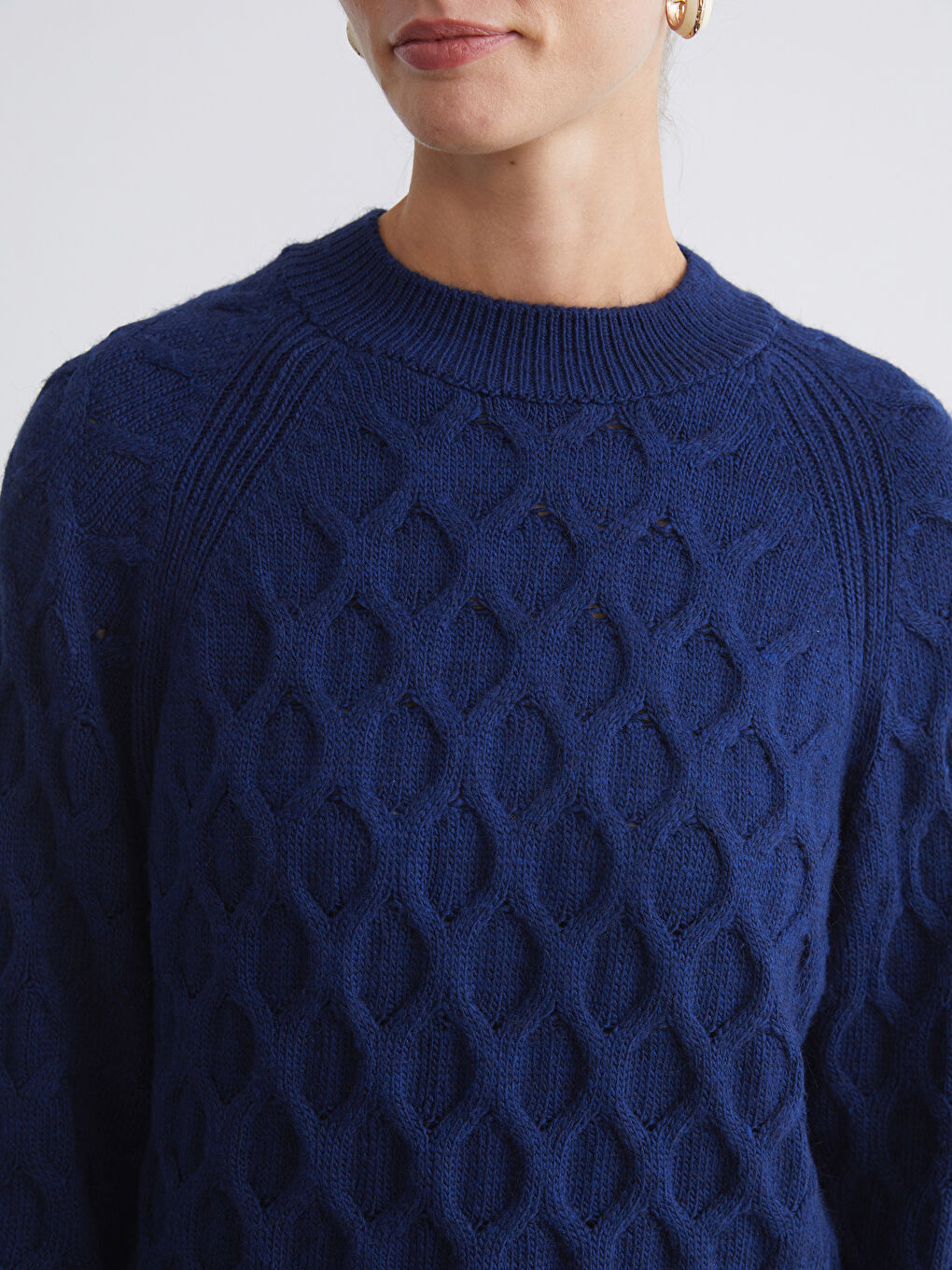 LCWAIKIKI Classic Crew Neck Self-Patterned Women's Knitwear Sweater -W5ET52Z8-R44