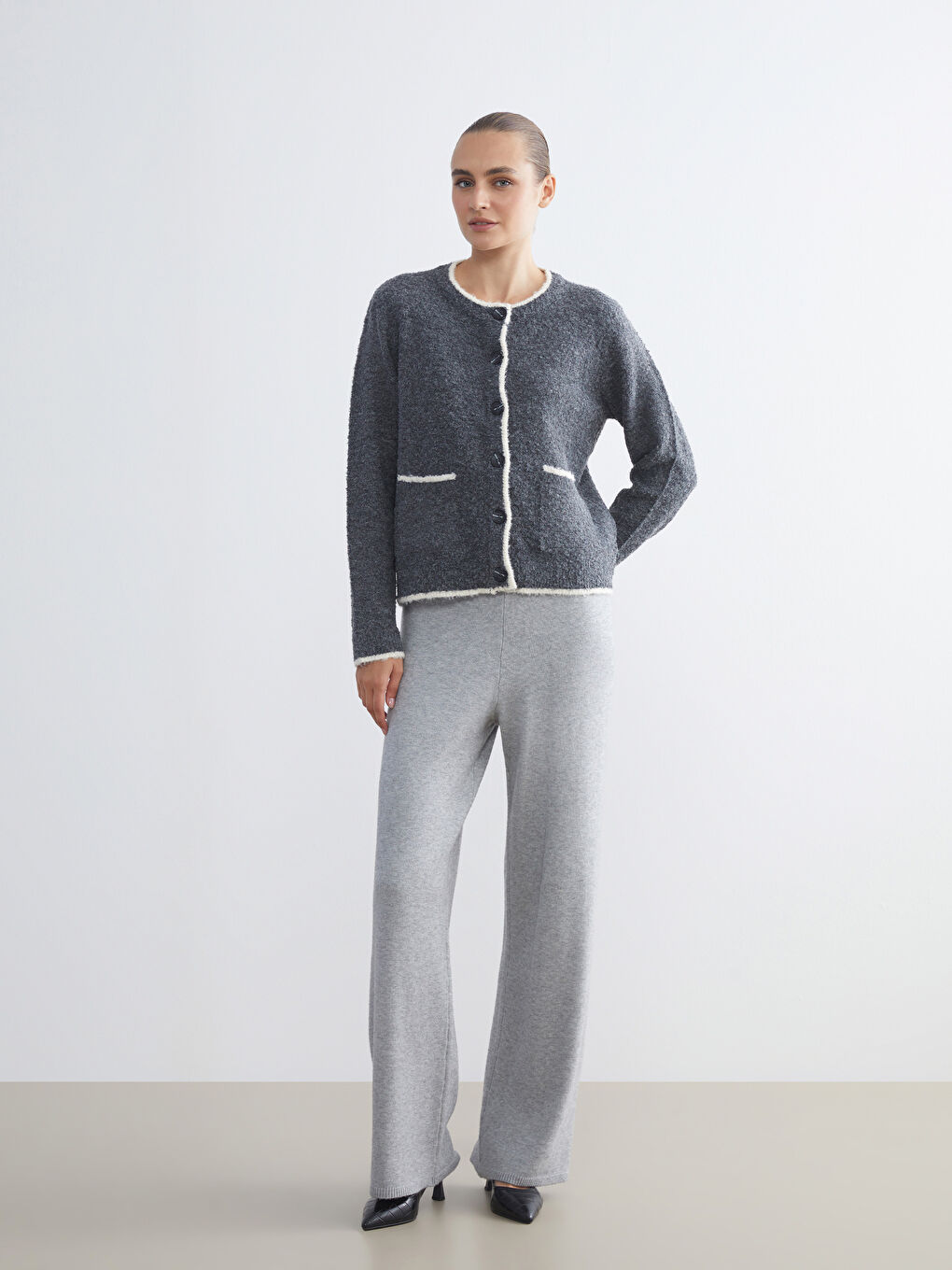 Elasticated Waist Wide Leg Women's Knitwear Trousers