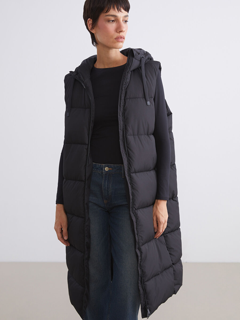 Hooded Women's Puffer Gilet-1