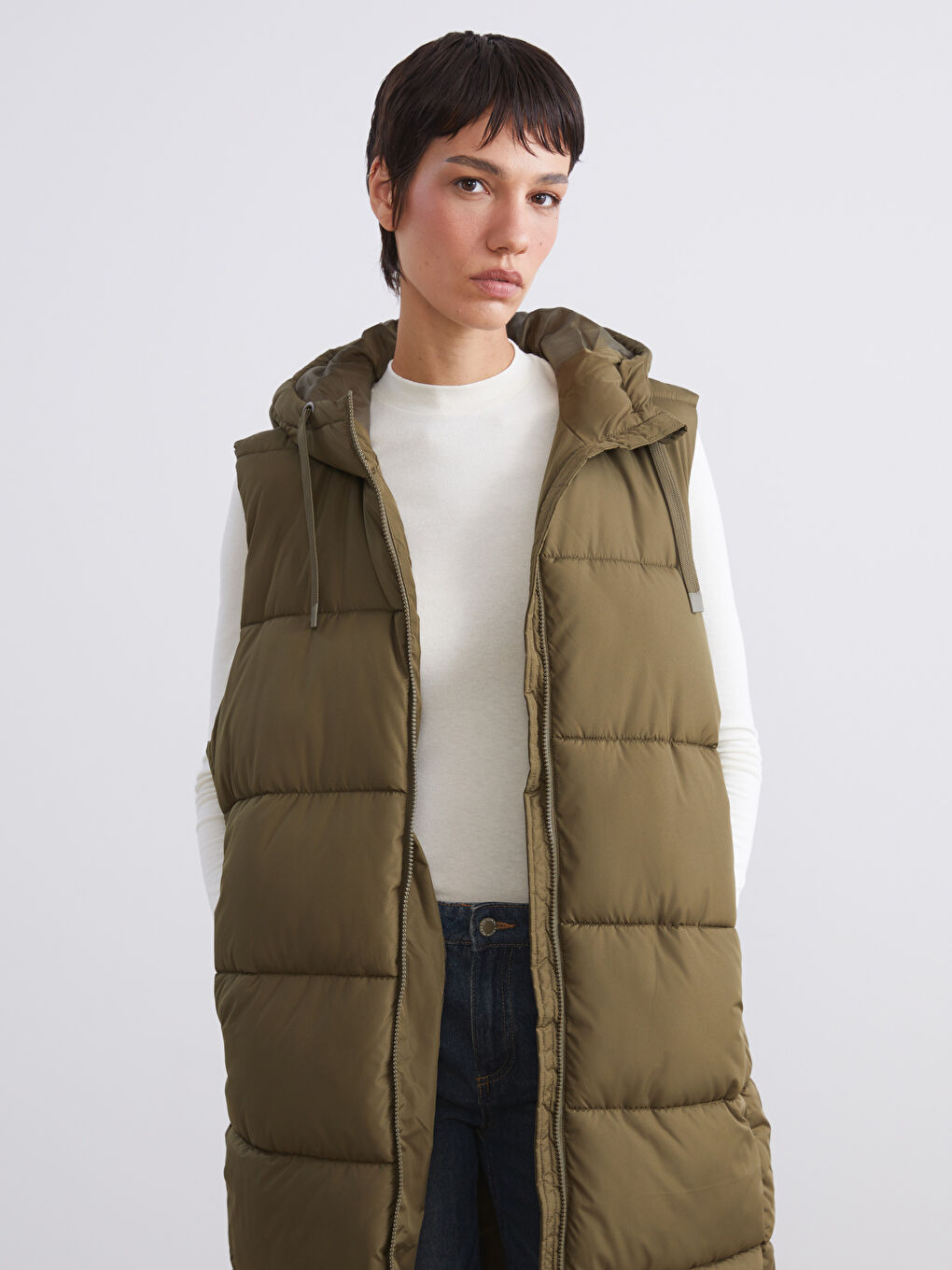 Hooded Women's Puffer Gilet-1