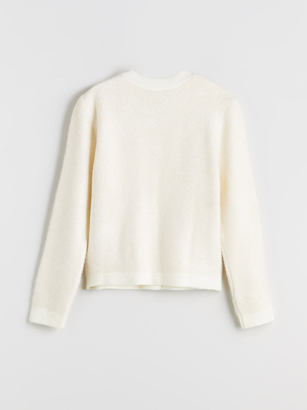 Ekru Bisiklet Yaka Kadın Triko Hırka-5