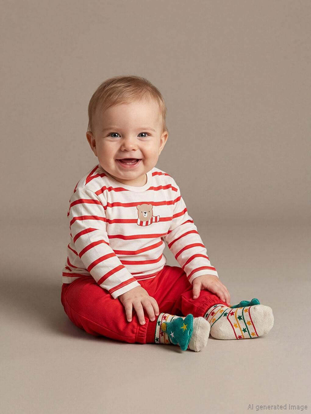 Yılbaşı Temalı Erkek Bebek Ev Çorabı