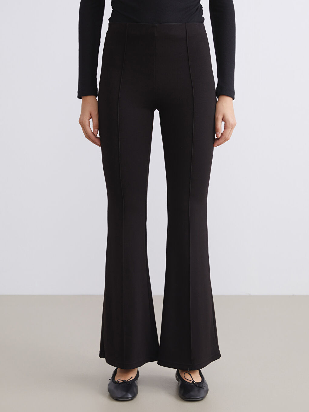 Women's Trousers with Elastic Waist and Flared Leg-1