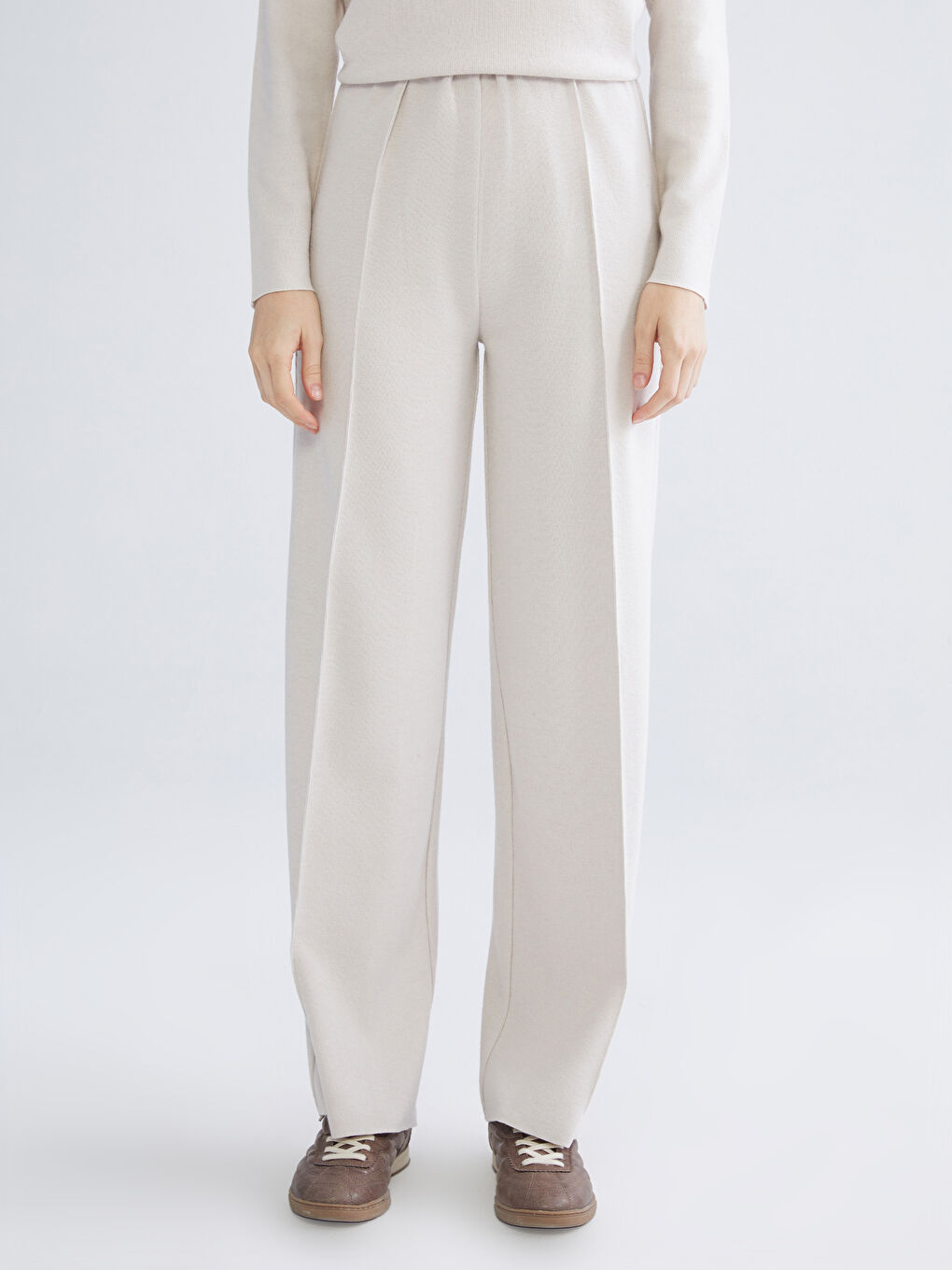 Elasticated Waist Wide Leg Women's Sweatpants-1