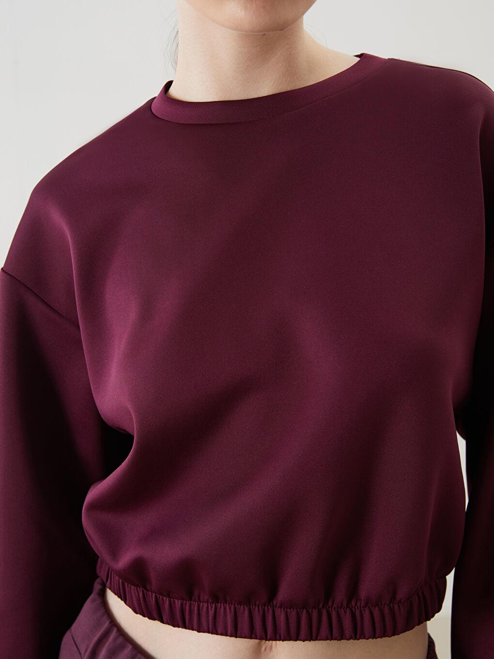 LCW ECO Crew Neck Crop Women's Sweatshirt -W5EU66Z8-UVU