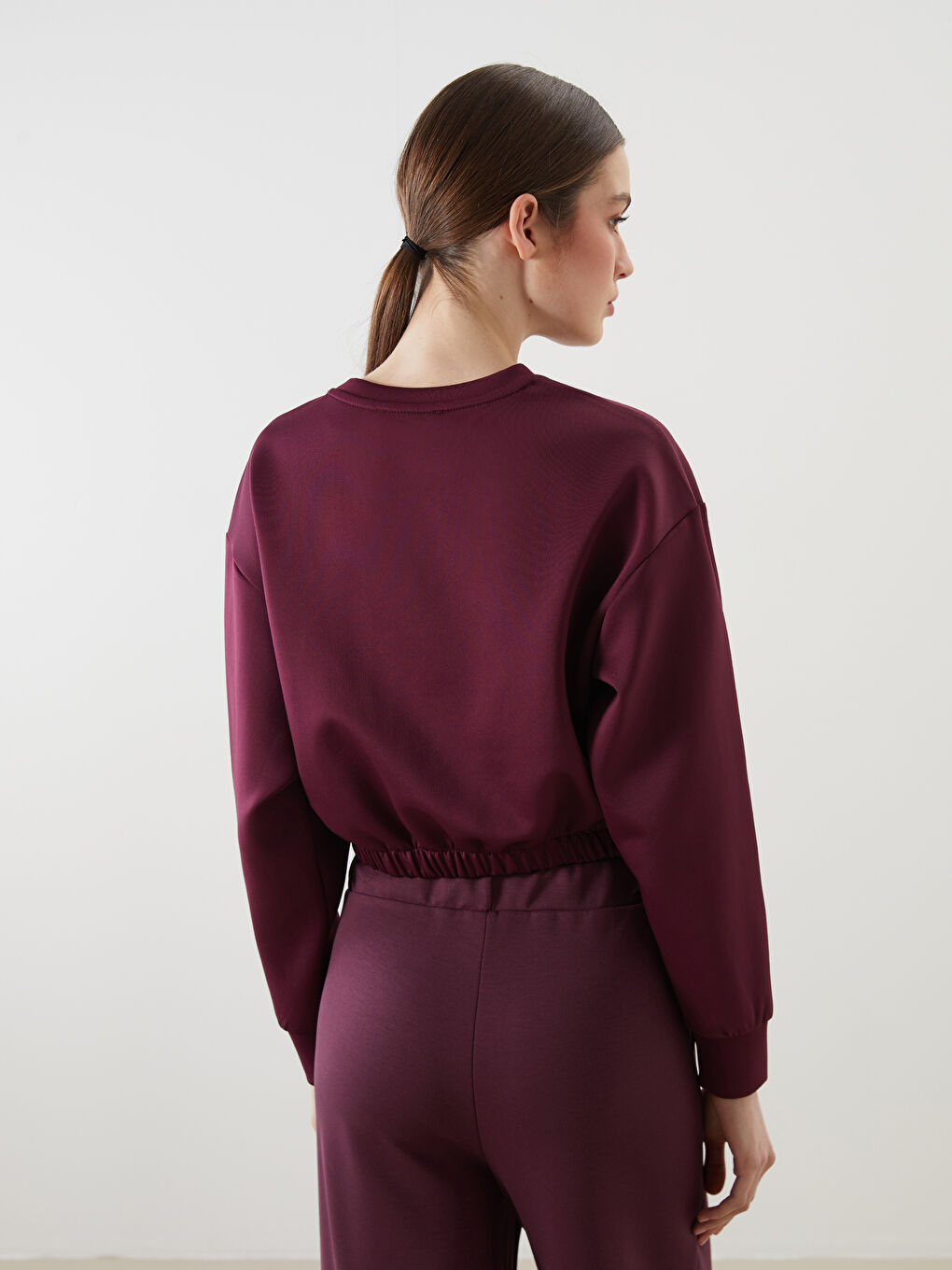 LCW ECO Crew Neck Crop Women's Sweatshirt -W5EU66Z8-UVU