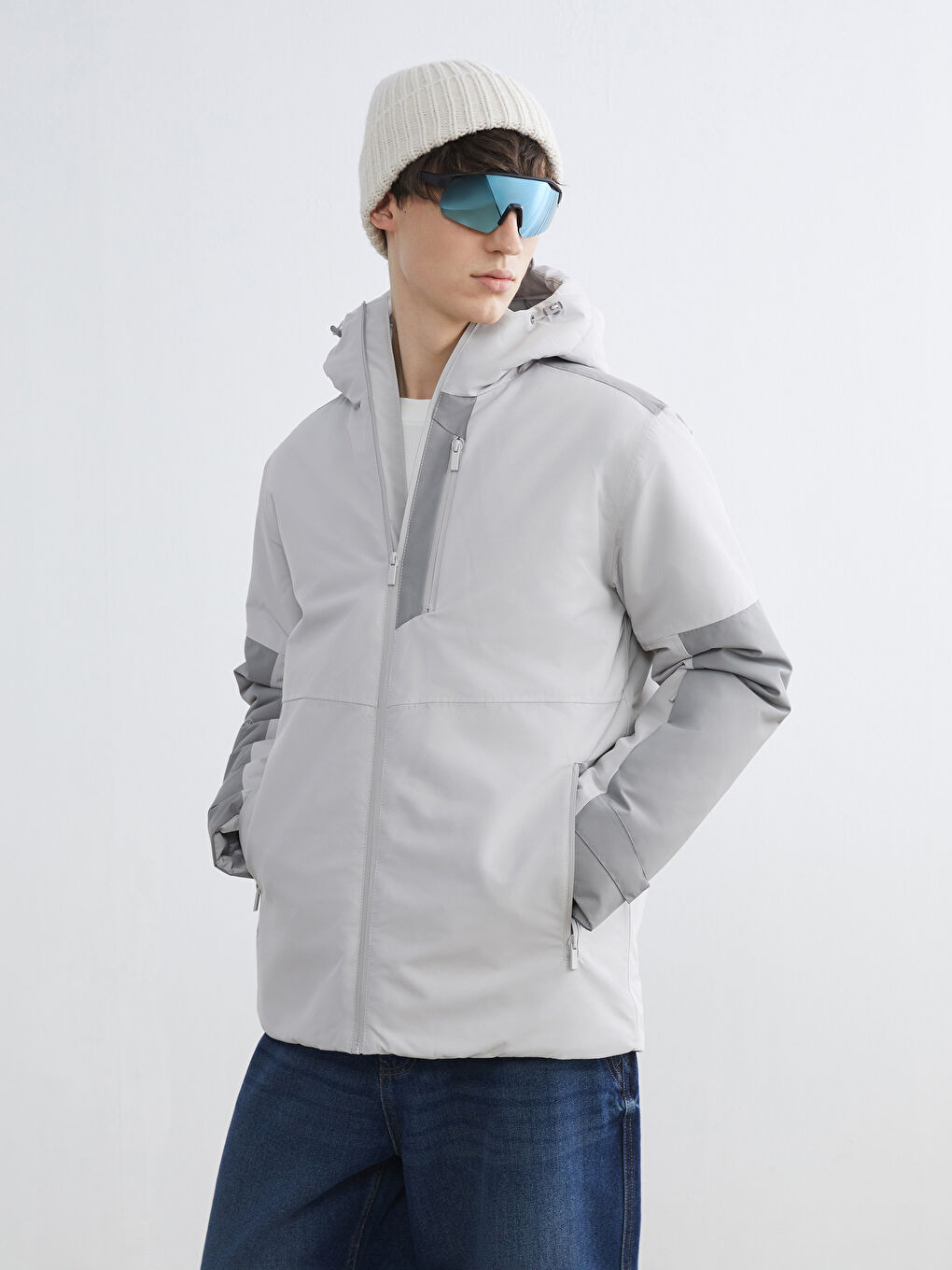 ерлерге арналған стандартты пішім капюшонды шаңғы күрткесі