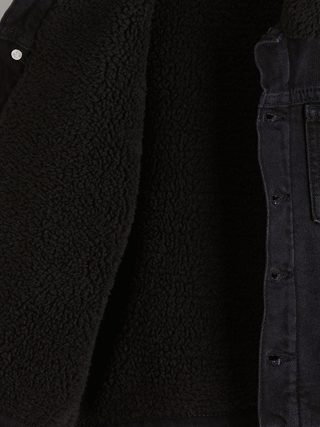 Siyah Kürk Yaka Erkek Çocuk Jean Ceket-4