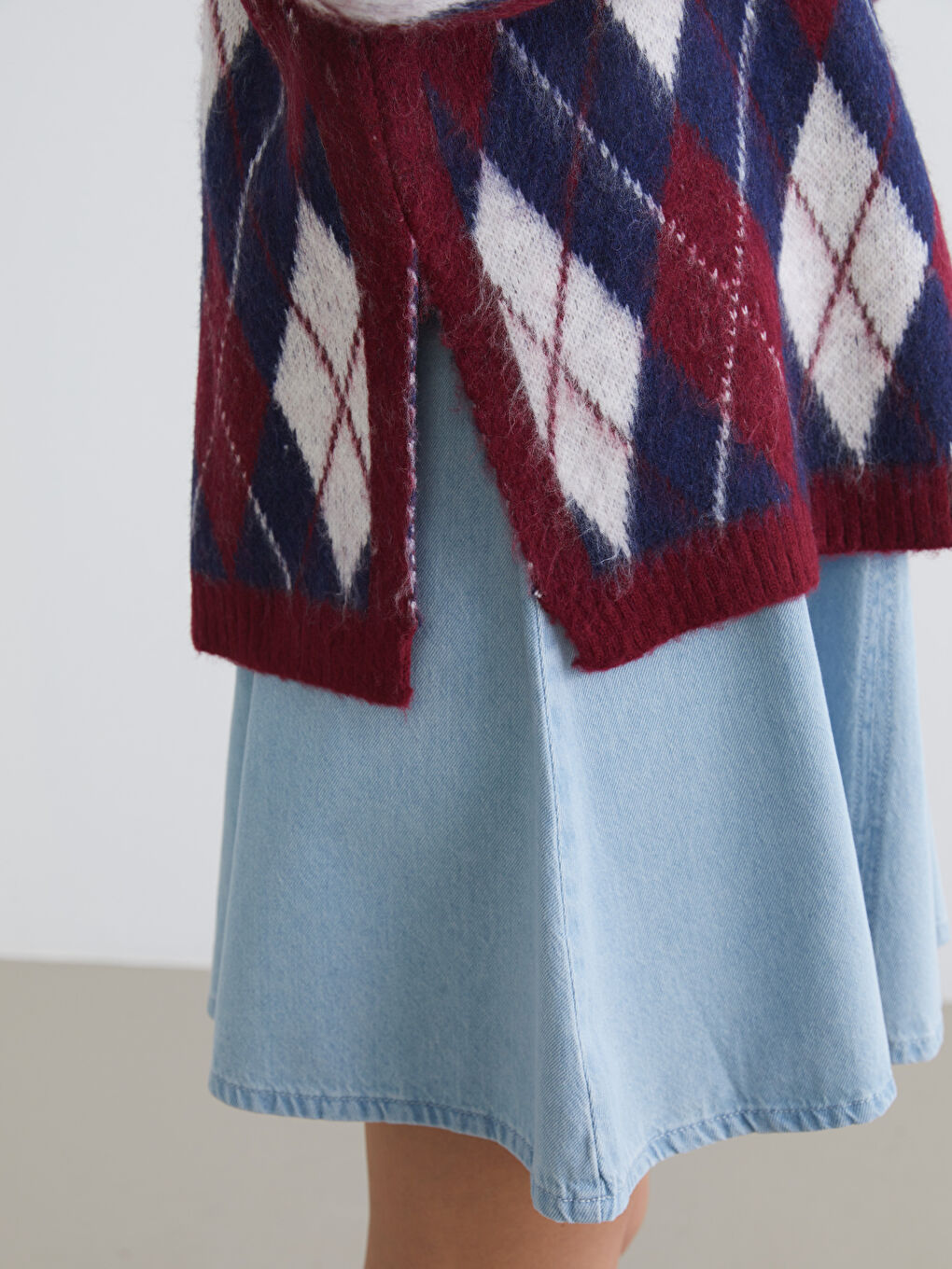 Argyle Pattern Oversize Women's Knitwear Sweater-2