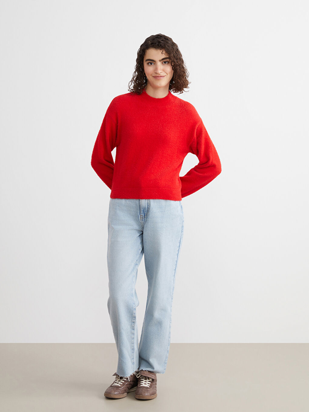 Funnel Neck Women's Knit Sweater-1