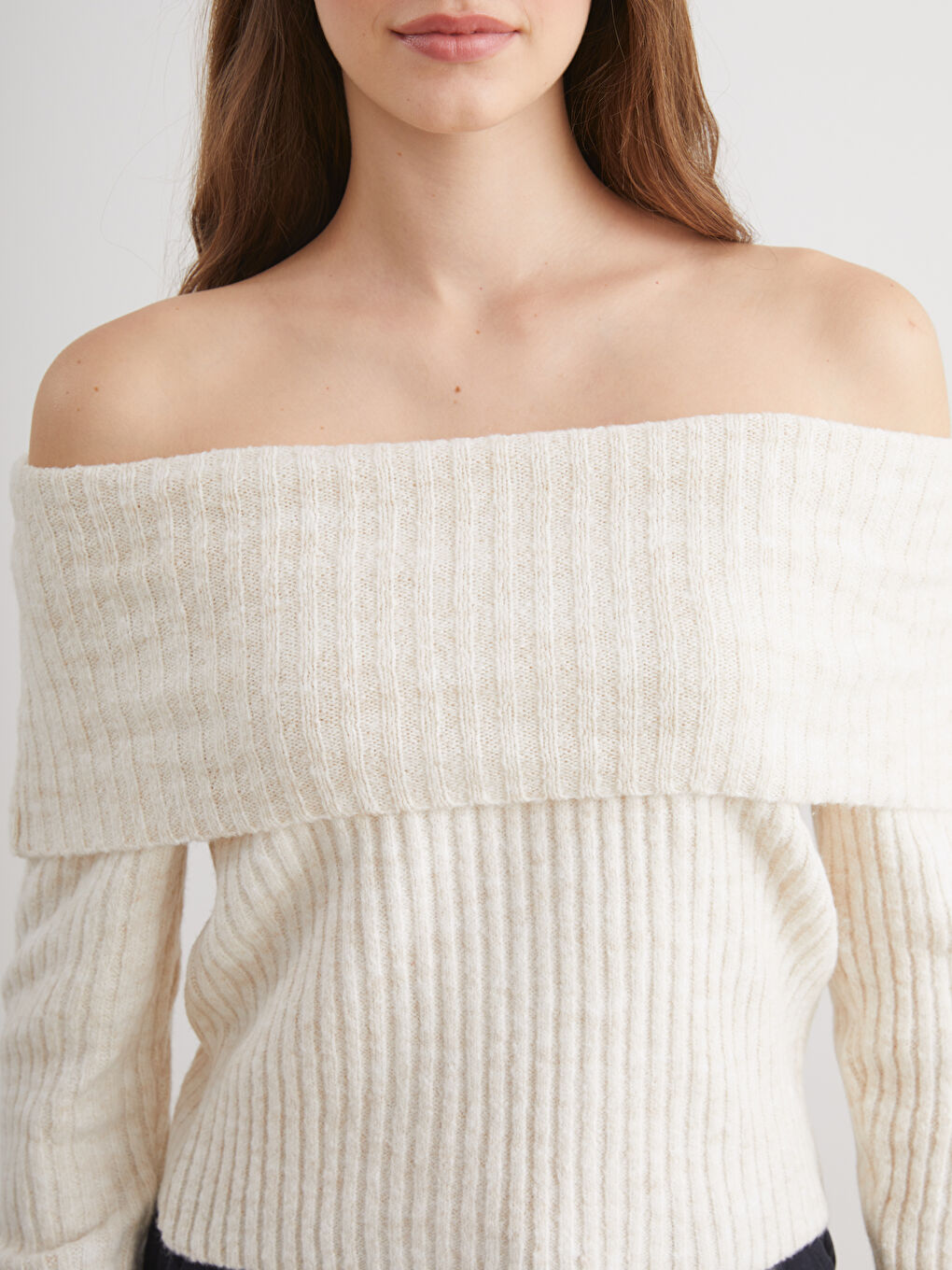 Slash Neck Women's Knitwear Sweater-2