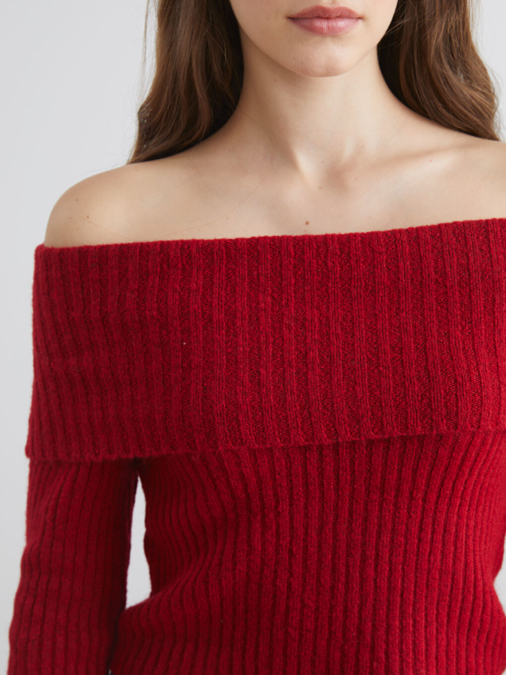 Slash Neck Women's Knitwear Sweater-2