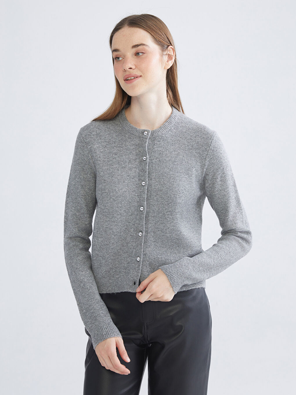 Crew Neck Women's Knitwear Cardigan