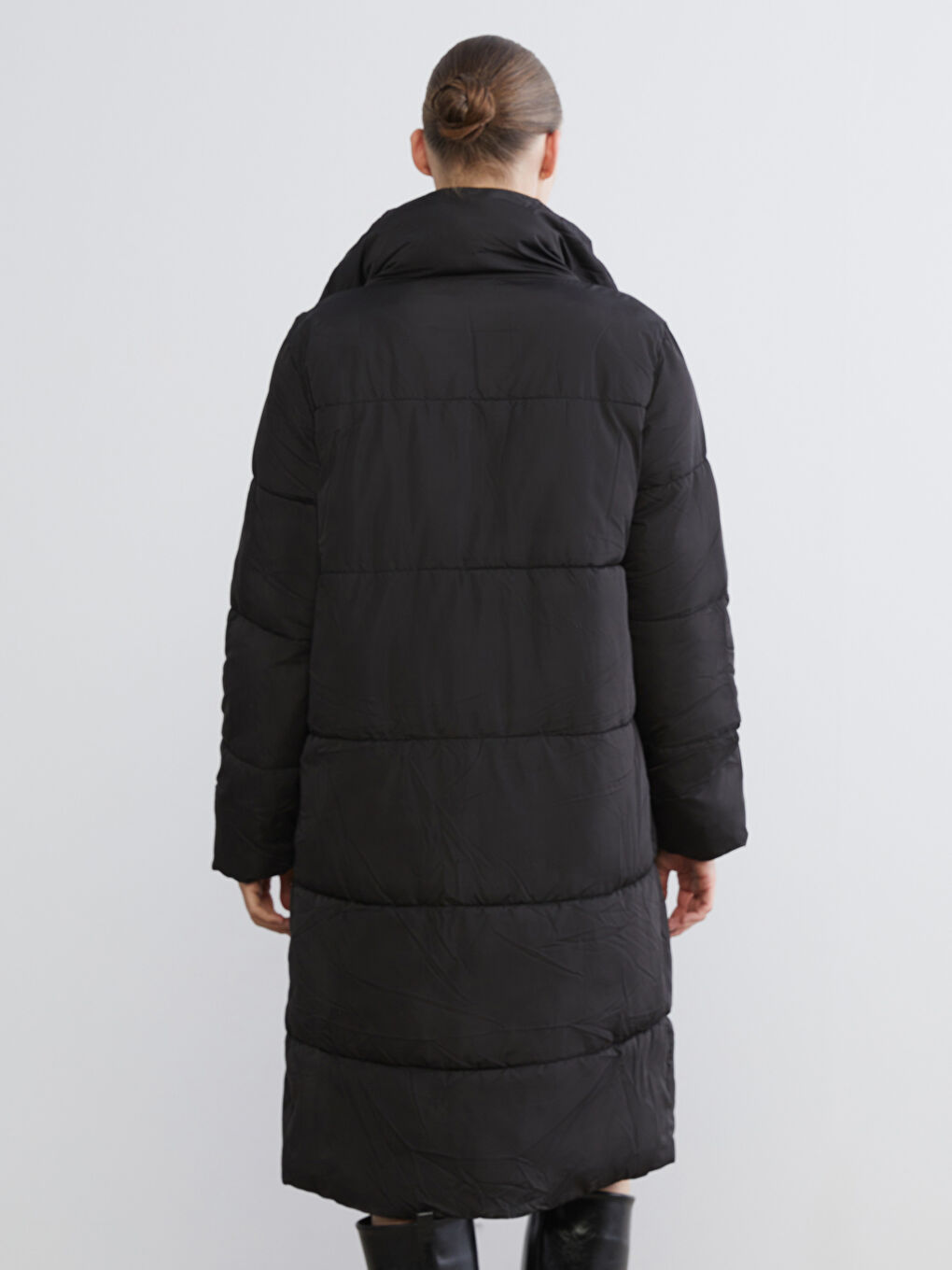 Funnel Neck Quilted Oversize Women's Puffer Coat-4